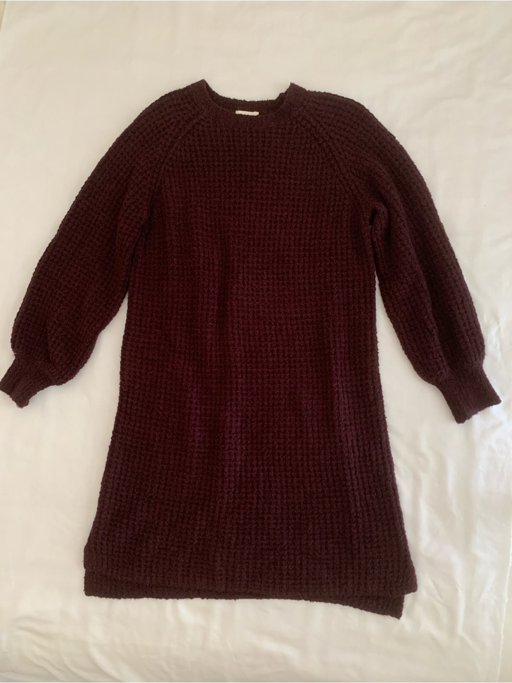 EUC UpWest Resort & Mercantile Waffle Knit Sweater Dress Size M Burgundy